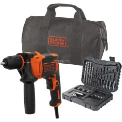 BLACK+DECKER Schlagbohrmasch. BEH710SA32-QS 710W| Mit 32-tlg.Zubehoer-Set In, Perceuse à Percussion